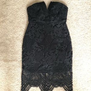 Black lace mini dress
